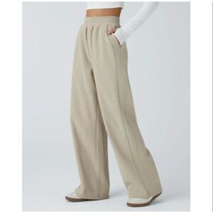 Halara Beige Corduroy Wide Leg Pull On Pants With Pockets Size XS